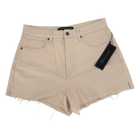 NWT Veronica Beard Timmi Ecru High Rise Raw Cut Off Hem Denim Shorts Size 31 - Picture 1 of 12